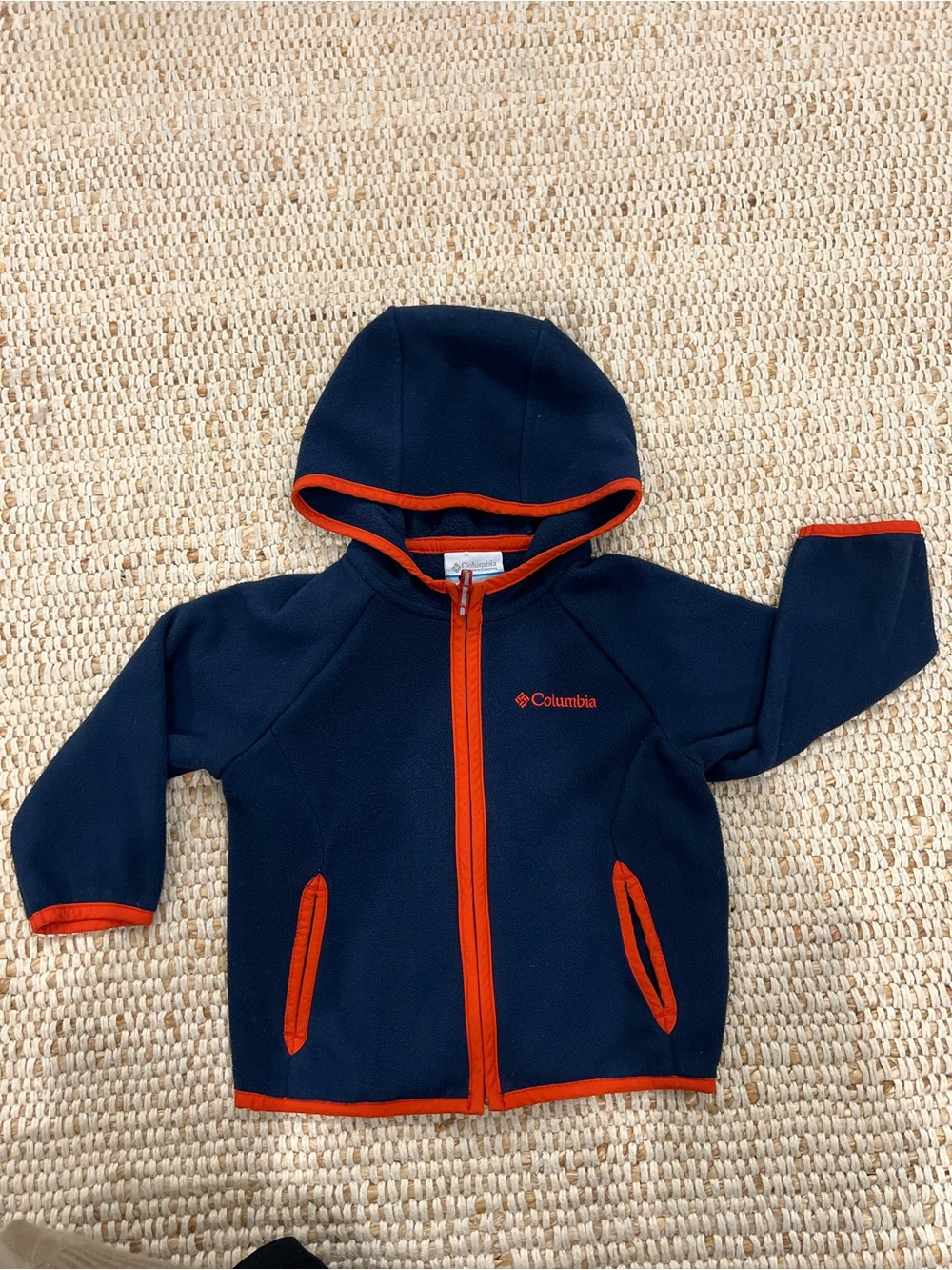 Columbia Navy Hooded Fleece with Orange Trim